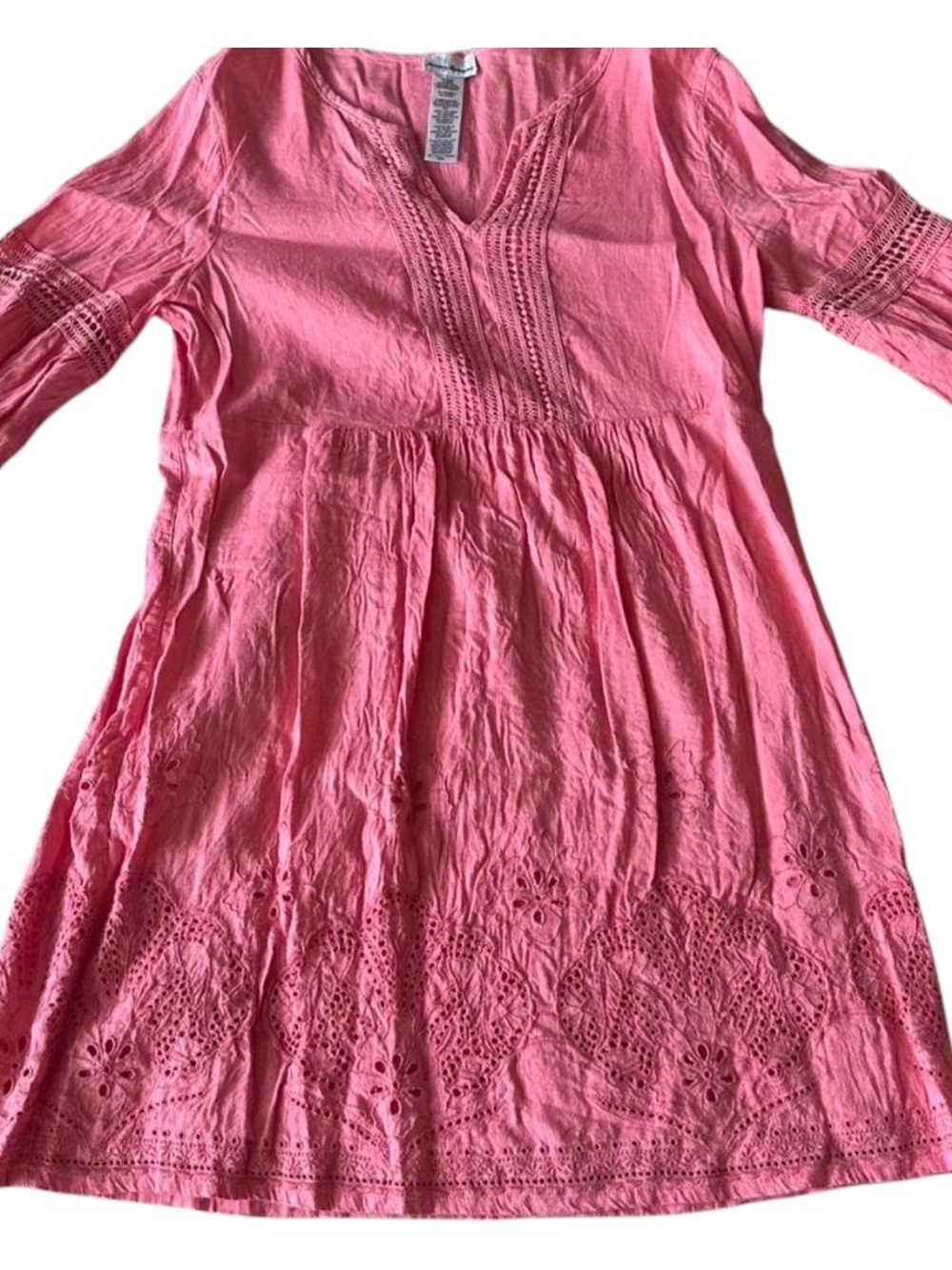 Tommy Bahama Pink Eyelet Linen Casual Dress